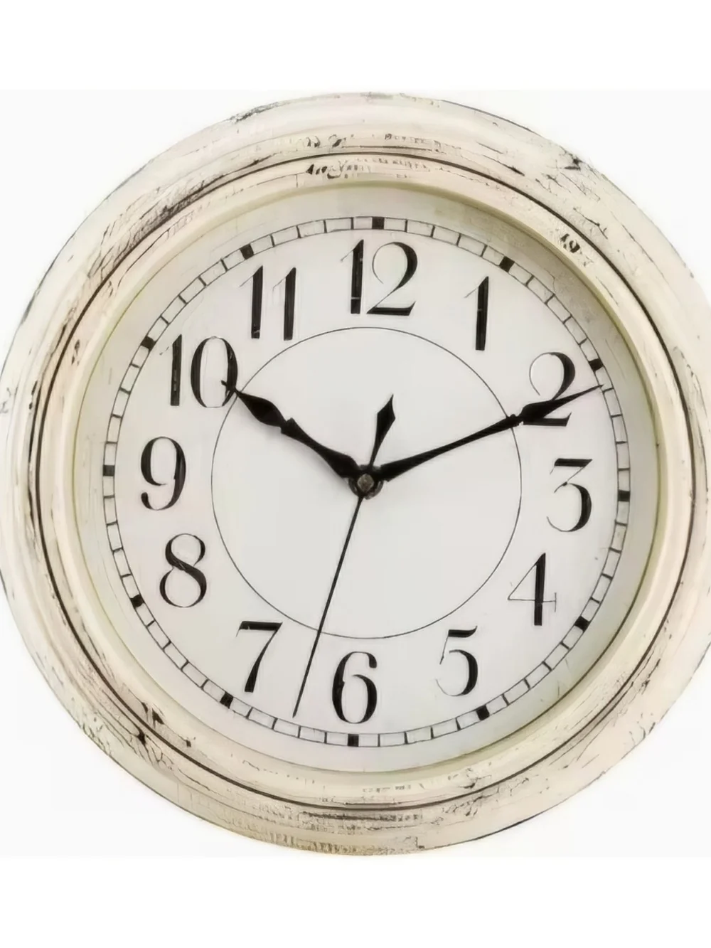 Distressed White Round Wall Clock - Classic Home Wall Decor